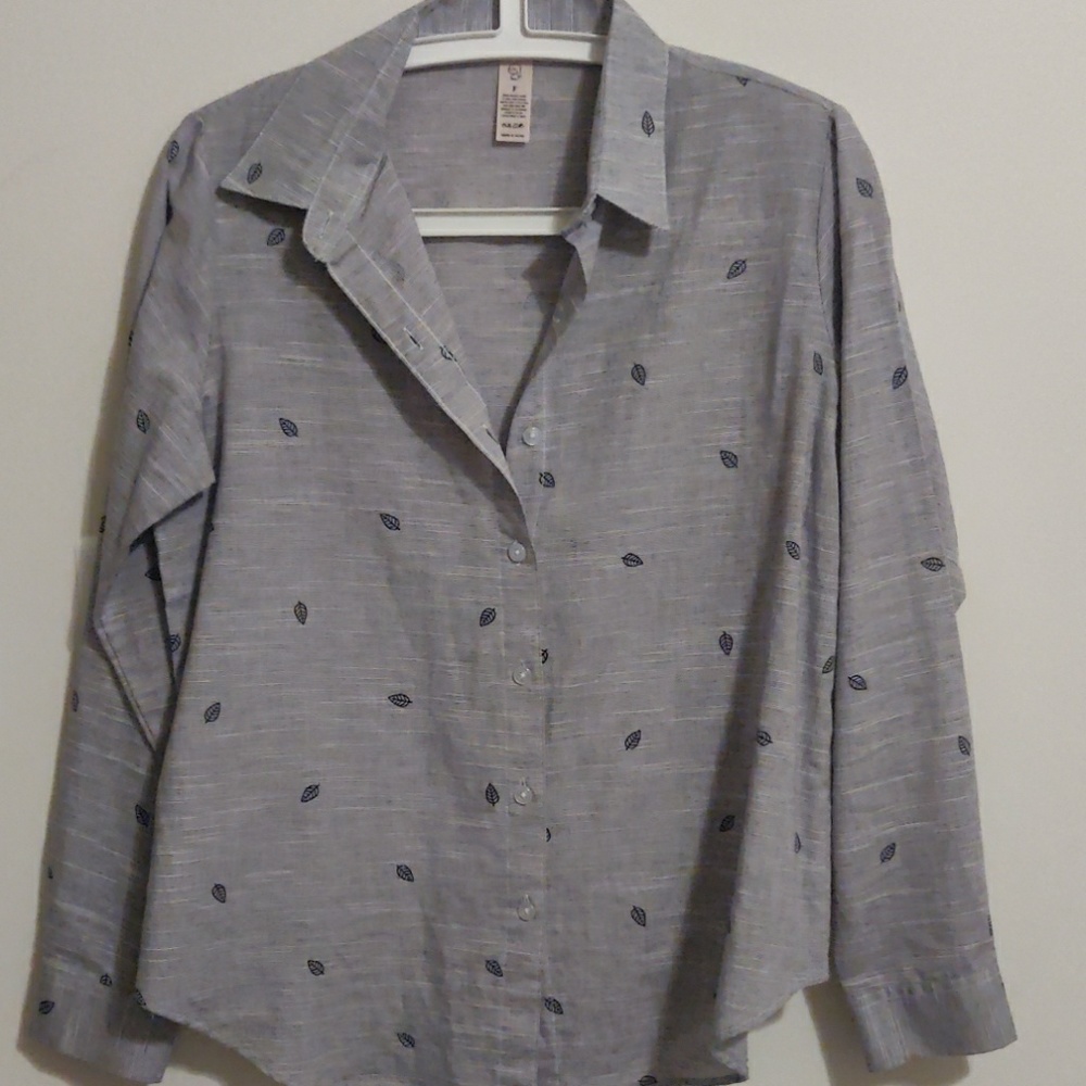 Leaf printed button down shirt